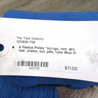4 Fleece Polos *xc/vgc, mnr dirt, hair, stains, cut, pills, rubs
