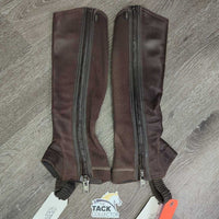 Pr Lthr&Els Half Chaps *gc, dirt, residue, rubbed
