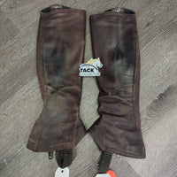 Pr Lthr&Els Half Chaps *gc, dirt, residue, rubbed
