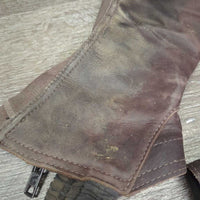 Pr Lthr&Els Half Chaps *gc, dirt, residue, rubbed
