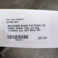 Suede Full Chaps *gc, faded, stains, rubs, cut tag, v.rubbed, dry, stiff
