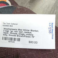 Med Winter Blanket, 2 legs *gc, mnr wpf, residue, repair, threads, snags, undone belly, threads
