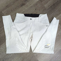 Euro Seat Breeches, Wide Waist *gc, stains, discolored, rubs, pills, dingy, older
