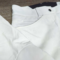 Euro Seat Breeches, Wide Waist *gc, stains, discolored, rubs, pills, dingy, older
