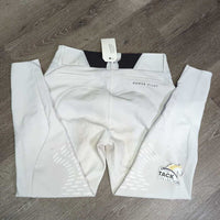 Euro Seat Breeches, Wide Waist *gc, stains, discolored, rubs, pills, dingy, older
