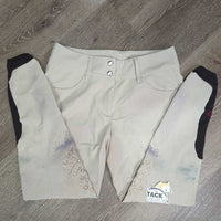 Euro Seat Breeches *gc/fair, seams: pulled, unstitched & repaired, discolored seat & legs, stains, threads
