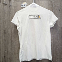SS Polo Show Shirt, 1/4 Button Up, Snap Collar "Young Riders, Grant" *gc, mnr stains & seam rubs
