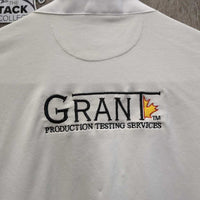 SS Polo Show Shirt, 1/4 Button Up, Snap Collar "Young Riders, Grant" *gc, mnr stains & seam rubs
