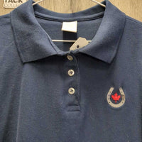 SS Polo Shirt, Equine Canada, 1/4 Button Up *gc, mnr faded, rubs, pills & hair
