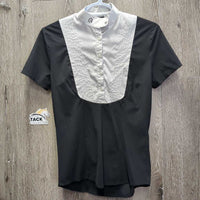 "Bavero" SS Show Shirt, 1/2 Button up, Button Collar, Pleated Front *vgc, mnr creases & loose seam
