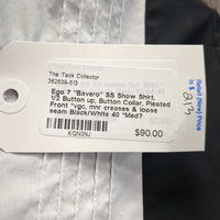 "Bavero" SS Show Shirt, 1/2 Button up, Button Collar, Pleated Front *vgc, mnr creases & loose seam
