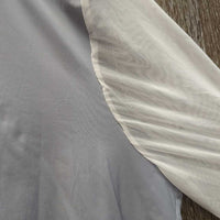 LS Show Shirt, Mesh Sleeves, Shoulder Zipper, Snap Collar *gc/fair, crinkled collar, holey snap edges, unstitched sleeve seams

