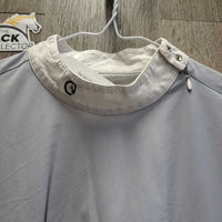 LS Show Shirt, Mesh Sleeves, Shoulder Zipper, Snap Collar *gc/fair, crinkled collar, holey snap edges, unstitched sleeve seams

