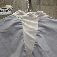 LS Show Shirt, Mesh Sleeves, Shoulder Zipper, Snap Collar *gc/fair, crinkled collar, holey snap edges, unstitched sleeve seams
