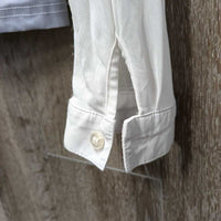 LS Show Shirt, Mesh Sleeves, Shoulder Zipper, Snap Collar *gc/fair, crinkled collar, holey snap edges, unstitched sleeve seams
