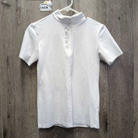 SS Show Shirt, 1/4 Zip Up, Snap Collar, Bling *gc, creased/folded detail, v.faded tag, older
