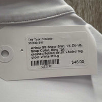 SS Show Shirt, 1/4 Zip Up, Snap Collar, Bling *gc, creased/folded detail, v.faded tag, older
