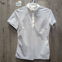 SS Show Shirt, 1/2 Snap Up, Snap Collar *vgc/fair, unstitched Sleeve-L, torn side mesh-R

