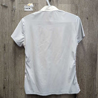 SS Show Shirt, 1/2 Snap Up, Snap Collar *vgc/fair, unstitched Sleeve-L, torn side mesh-R
