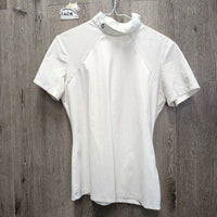 SS Perforated Show Shirt, Shoulder Zipper, Snap Collar *vgc, mnr rubs, frays & pills, discolored? collar
