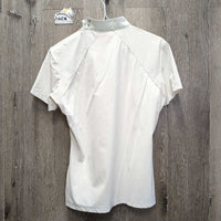 SS Perforated Show Shirt, Shoulder Zipper, Snap Collar *vgc, mnr rubs, frays & pills, discolored? collar
