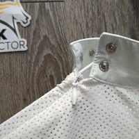 SS Perforated Show Shirt, Shoulder Zipper, Snap Collar *vgc, mnr rubs, frays & pills, discolored? collar

