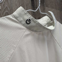 SS Perforated Show Shirt, Shoulder Zipper, Snap Collar *vgc, mnr rubs, frays & pills, discolored? collar
