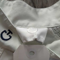 SS Perforated Show Shirt, Shoulder Zipper, Snap Collar *vgc, mnr rubs, frays & pills, discolored? collar
