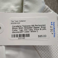 SS Perforated Show Shirt, Shoulder Zipper, Snap Collar *vgc, mnr rubs, frays & pills, discolored? collar

