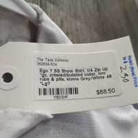 SS Show Shirt, 1/4 Zip Up *gc, crinkled/bubbled collar, mnr rubs & pills, stains
