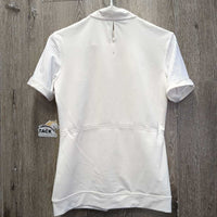 "Apoline" SS Show Shirt, 1/3 Zip Up, Bling *vgc/gc, unstitched cuffs, seam puckers, snags & rubs
