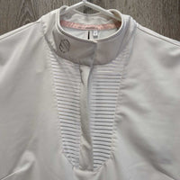 "Apoline" SS Show Shirt, 1/3 Zip Up, Bling *vgc/gc, unstitched cuffs, seam puckers, snags & rubs
