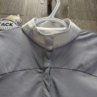 SS Show Shirt, 1/4 Button up, Snap Collar *vgc, seam puckers, v.faded sleeve logo
