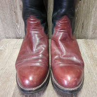 Round Toe Kangaroo? Leather Western Roper Boots *xc, clean, mnr creases & scuffs
