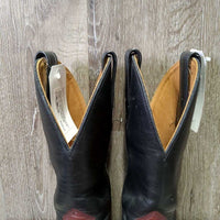 Round Toe Kangaroo? Leather Western Roper Boots *xc, clean, mnr creases & scuffs
