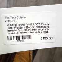 VINTAGE? Pointy Toe Western Boots, Cardboard Inserts *xc, clean, mnr scuffs & creases, rubbed toe soles
