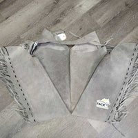 Full Suede Chaps, Fringe *vgc/xc, mnr rubs, stains & unstitched seams & zippers, Missing Buckle Strap, dry/stiff
