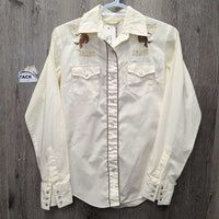 Vintage LS Western Shirt, Embroidery *xc, mnr seam puckers & threads
