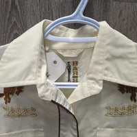 Vintage LS Western Shirt, Embroidery *xc, mnr seam puckers & threads

