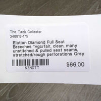 Full Seat Breeches *vgc/fair, clean, many unstitched & pulled seat seams, stretched/rough perforations
