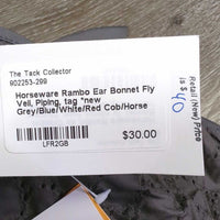 Ear Bonnet Fly Veil, Piping, tag *new
