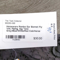 Ear Bonnet Fly Veil, Piping, tag *new
