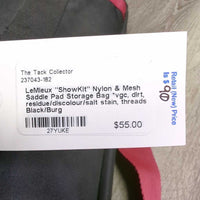 "ShowKit" Nylon & Mesh Saddle Pad Storage Bag *vgc, dirt, residue/discolour/salt stain, threads
