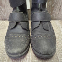 JUNIORS Lined Paddock Boots, velcro straps *vgc/gc, rubs, faded, scuffs
