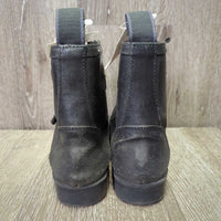 JUNIORS Lined Paddock Boots, velcro straps *vgc/gc, rubs, faded, scuffs
