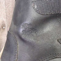 JUNIORS Lined Paddock Boots, velcro straps *vgc/gc, rubs, faded, scuffs
