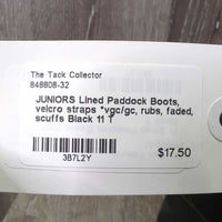 JUNIORS Lined Paddock Boots, velcro straps *vgc/gc, rubs, faded, scuffs
