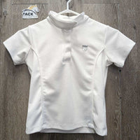 JUNIORS SS Show Shirt, 1/3 Snap Up, Snap Collar *vgc, mnr snags, seam puckers, older?
