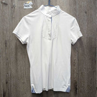 SS Show Shirt, 1/4 Button Up, snap Collar *gc, snags, pills, collar puckers, dingy?, seam puckers
