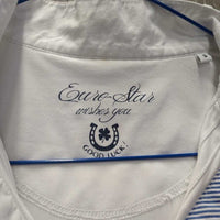 SS Show Shirt, 1/4 Button Up, snap Collar *gc, snags, pills, collar puckers, dingy?, seam puckers
